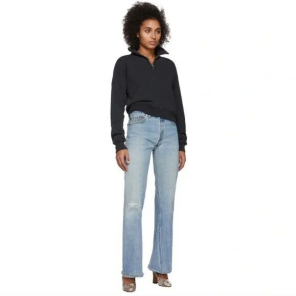 Re/Done 70s Half Zip Sweat Shirt Small - Picture 1 of 9